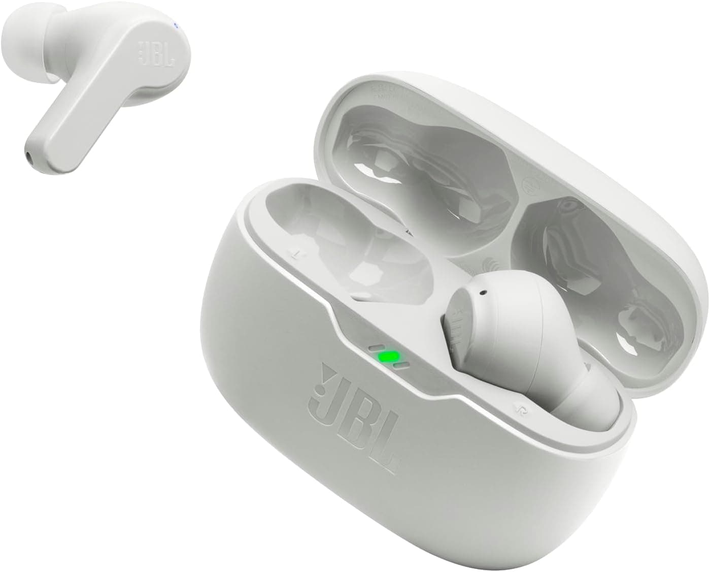 JBL Vibe Beam - True Wireless JBL Deep Bass Sound Earbuds, Bluetooth 5.2, Water & Dust Resistant, Hands-free call with VoiceAware, Up to 32 hours of battery life (White) White Earbuds - Image 6