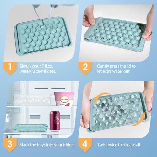 WIBIMEN Ice Cube Tray with Lid and Bin - Round Ice Trays for Freezer with Lid - Ice Cube Trays for Freezer with Ice Container (0.8"-2PACK Blue) - Image 4