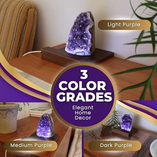 HoHpHq Natural Amethyst Calming Lamp and Healing Crystal Sleep Night Light, Real Purple Crystal Rock Lamp, Quartz Stones for Home Décor,Chakra,Meditation,Unique Gift (Medium-Light Purple-Shine Peak) - Image 6