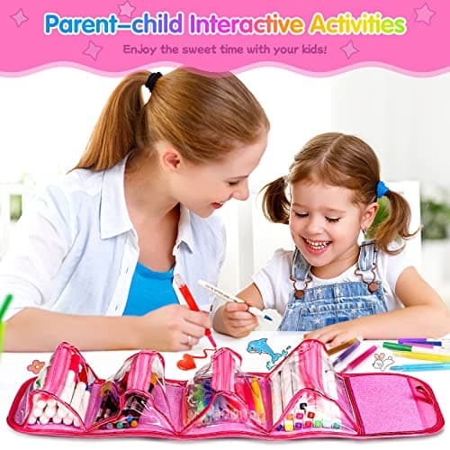 beefunni Unicorn Washable Markers Set 48 pcs with Glitte Pencil Case, Art Supplies for Kids Ages 4-6-8, Arts Crafts Coloring Set with Stickers - Birthday Gifts for Girls 4 5 6 7 8 9 Year Old - Image 4