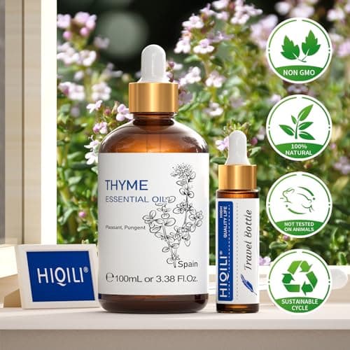 HIQILI 3.38 Fl Oz Thyme Essential Oil, 100% Pure Undiluted for Hair, Skin, Diffuser, Aromatherapy, Includes 10ML Travel Bottle - 100ML - Image 8