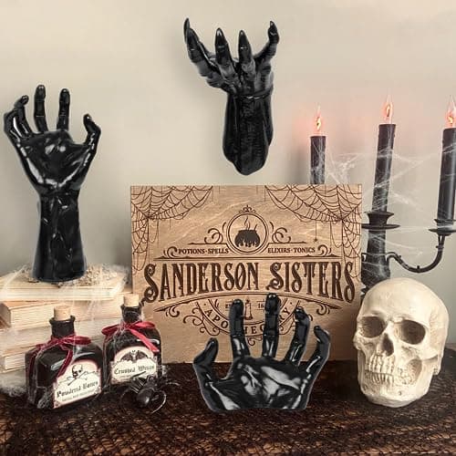 DAZONGE Halloween Decorations, Pack of 3 Wall Mounted Creepy Reaching Hands with Lighted Candles, Life-Sized Horror Hands for Gothic Wall Decorations, Scary Halloween Decorations Indoor - Image 8