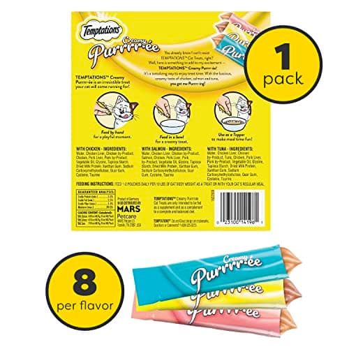 Temptations Creamy Puree Variety Pack of Squeezable Cat Treats, 0.42 oz. Tubes, 24 Count - Image 2