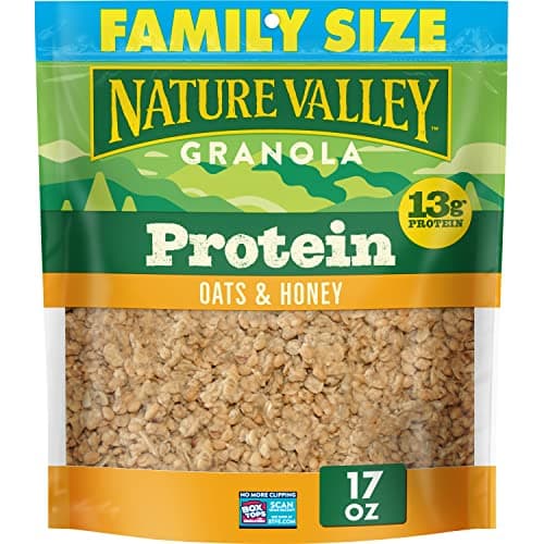 Amazon.com : Nature Valley Oats & Honey Protein Granola, Family Size, 17 oz | 50% More Than 11 oz Pouch, 13g Protein & 33g Whole Grain per Serving, Good Source of Fiber : Everything Else - Image 2