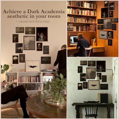 97 Decor Dark Academia Decor For Bedroom - Gothic Home Decor Aesthetic, Moody Dark Academia Wall Art, Vintage Halloween Posters For Room Aesthetic, Spooky Gothic Pictures Goth Decorations (UNFRAMED) - Image 3