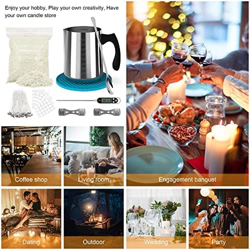 Ohcans Candle Making Kit Supplies for Beginners, Soy Wax DIY Candle Making for Adults, with 900ml Candle Make Pouring Pot, Candle Wicks, Wicks Sticker, Wicks Holder,Soy Candle Wax - Image 9