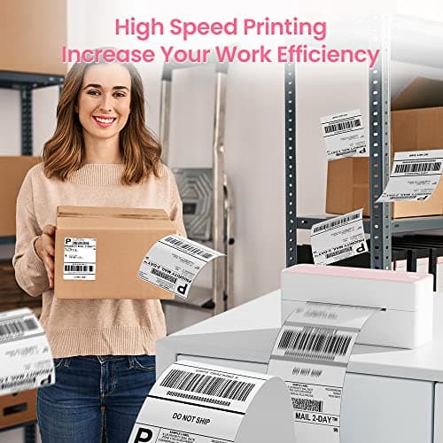 Phomemo Bluetooth Thermal Label Printer, 241BT 4X6 Wireless Shipping Labels Printer for Small Business, Pink Label Printers for Shipping Package, Compatible with iPhone, Android, Amazon, Shopify, USPS - Image 6