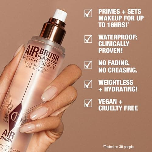 Charlotte Tilbury Airbrush Flawless Setting Spray - Ultra-Fine Hydrating Mist to Prime & Set Face Makeup For Up to 16Hr - Soothes, Blurs Pores & Calms Skin (100ml) - Image 4
