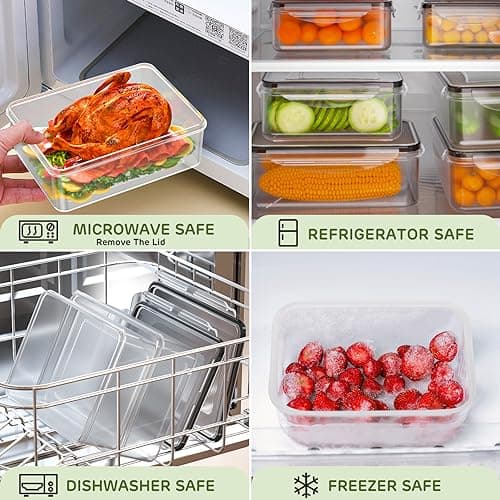JSCARES 40 PCS Food Storage Containers with Lids Airtight (20 Lids &20 Containers) - Leakproof Meal-Prep Containers for Kitchen Storage Reusable Plastic Microwave/Dishwasher Safe with Labels & Pen - Image 6