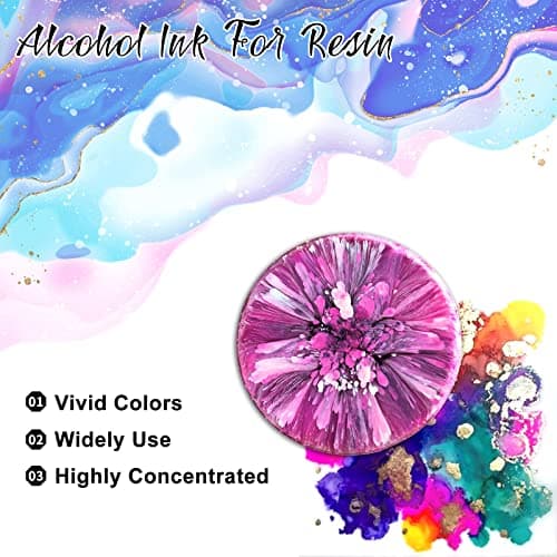 FansArriche Alcohol Ink Set - 48 Vivid Colors, Concentrated Alcohol-Based Ink, Epoxy Resin Paint with Metallic Color Dye for Resin Coasters, Acrylic Painting, Tumbler Making,10 ml Each - Image 3