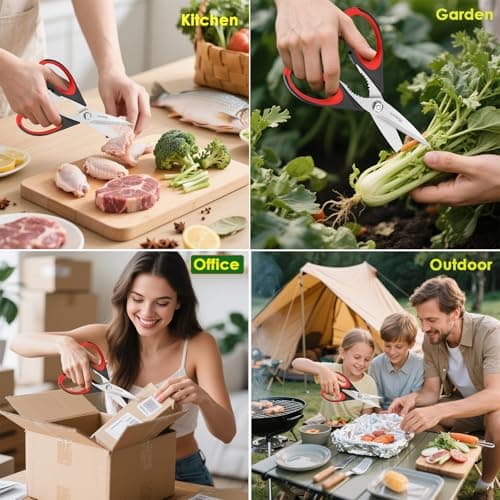 iBayam Kitchen Scissors All Purpose Heavy Duty, Kitchen Utensils Set, Stainless Steel Cooking Utensils Gadgets, Meat Poultry Food Shears Dishwasher Safe Utility Tools Home Gift, with Protective Sheath - Image 9