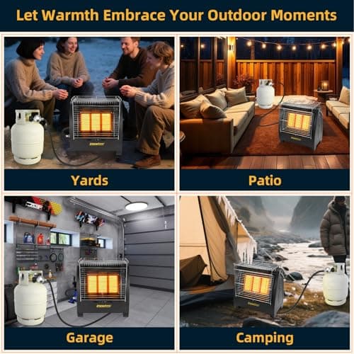 MOZODAWN Propane Heater Indoor Outdoor, 15000 BTU Portable Buddy Heater Stove with 3 Heating Modes, ODS And Tip-Over Safety Protection for Garage, Camping, Yards, Patio - B - Image 6