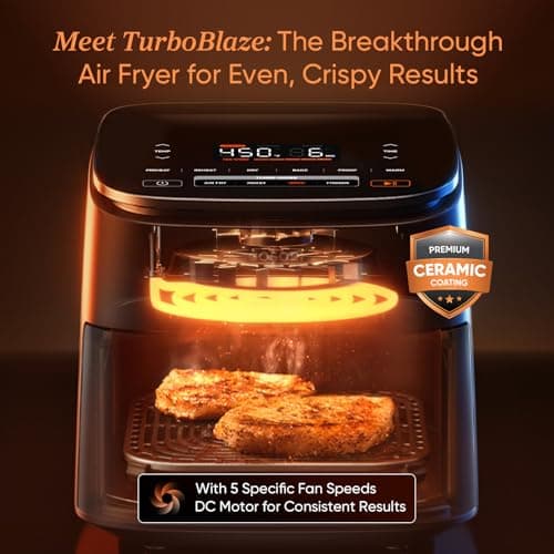 Cosori 9-in-1 TurboBlaze Air Fryer 6 Qt, Premium Ceramic Coating, 90°–450°F, Precise Heating for Even Results, Air Fry, Roast, Bake, Broil, Dry, Frozen, Proof, Reheat, Keep Warm, 120V - Image 2