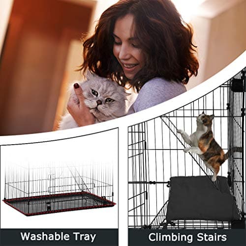 BestPet 3-Tier 67 Inch Cat Cage Enclosre Cat Crate Ferret Cage Cat Kennel Cat Playpen with Free Hammock 3 Cat Bed 3 Front Doors 2 Ramp Ladders Perching Shelves - Image 5