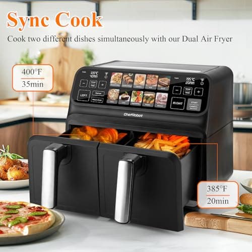 ChefRobot Dual Air Fryer 8 Quart TFT Touch Screen Non Toxic for Family Size/Kitchen/RV - Image 2