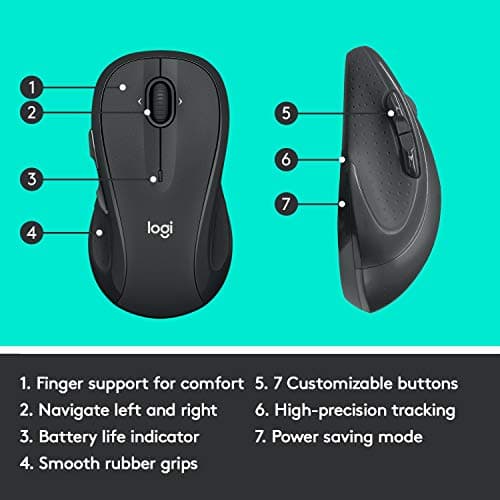 Logitech M510 Wireless Mouse, Mouse for Laptop and PC with USB Unifying Receiver, Programmable Buttons - Graphite - Image 5