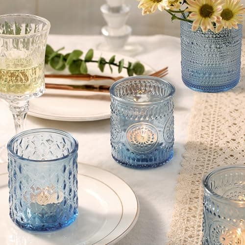 DARJEN 12 Pack Blue Candle Jars for Making Candles- 3 Styles Glass Candle Making Jars Bulk with Bamboo Lids and Labels, Candle Making Supplies Candle Vessels for DIY Gifts - Image 6