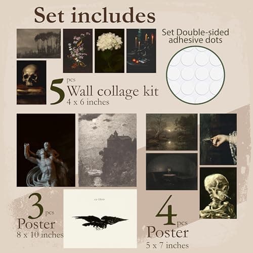 97 Decor Dark Academia Decor For Bedroom - Gothic Home Decor Aesthetic, Moody Dark Academia Wall Art, Vintage Halloween Posters For Room Aesthetic, Spooky Gothic Pictures Goth Decorations (UNFRAMED) - Image 2