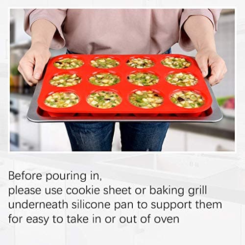CAKETIME 12 Cups Silicone Muffin Pan - Nonstick Cupcake Pan 1 Pack Regular Size Silicone Mold for Baking - Image 2