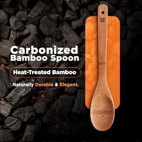 Amazon.com: Riveira Dark Bamboo Wooden Spoons for Cooking 6-Piece, Apartment Essentials Wood Spatula Spoon Nonstick Kitchen Utensil Set Premium Quality Housewarming Gifts for Everyday Use: Home & Kitchen - Image 4