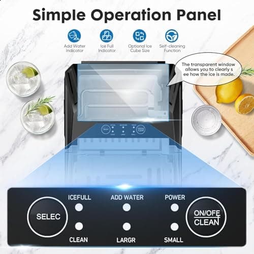 Sweetcrispy Countertop Ice Maker, Portable Ice Machine Self-Cleaning, 9 Cubes in 6 Mins, 26 lbs/24Hrs, 2 Sizes of Bullet Ice for Home Party Office,Elegant Black - Image 2