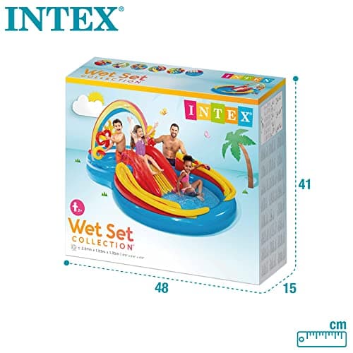 INTEX Rainbow Ring Inflatable Kiddie Pool: Inflatable Kids Pool with Water Sprayer and Slide – Splash Pad – Kids Playhouse – 117" x 76" x 53" – Ages 2+ - Image 7
