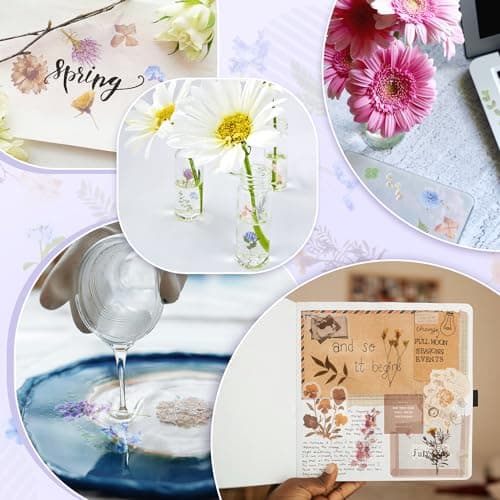 160Pcs Natural Flower Stickers for Scrapbooking,Self-Adhesive Transparent Flower Stickers Scrapbook Supplies Journaling Supplies for Adult Card Making Letters DIY Water Bottle Cards Decoration (160) - Image 7