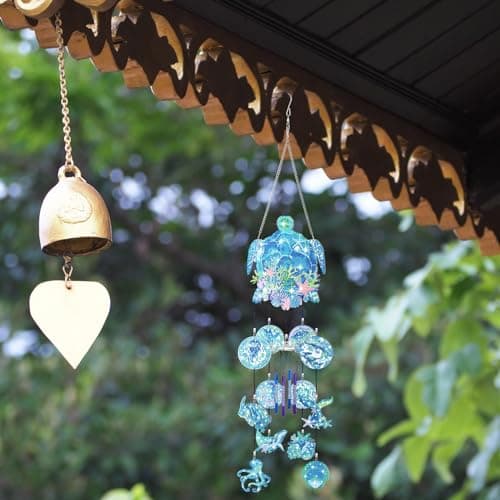 GlikCeil Beach Wind Chimes Diamond Art Wind Chimes Suncatchers Beach Diamond Art Kits with Crystal Pendant Hanging Ornament for Home Garden Patio Backyard Decor(Blue) - Image 6