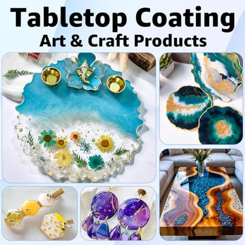 Teexpert Crystal Clear Epoxy Resin Kit 1 Gallon Self-Leveling Coating and Casting Resin, High-Gloss & Bubbles Free Resin and Hardener Kit for DIY Art, Jewelry, Table Top, Molds, Wood 1:1 Ratio - Image 6