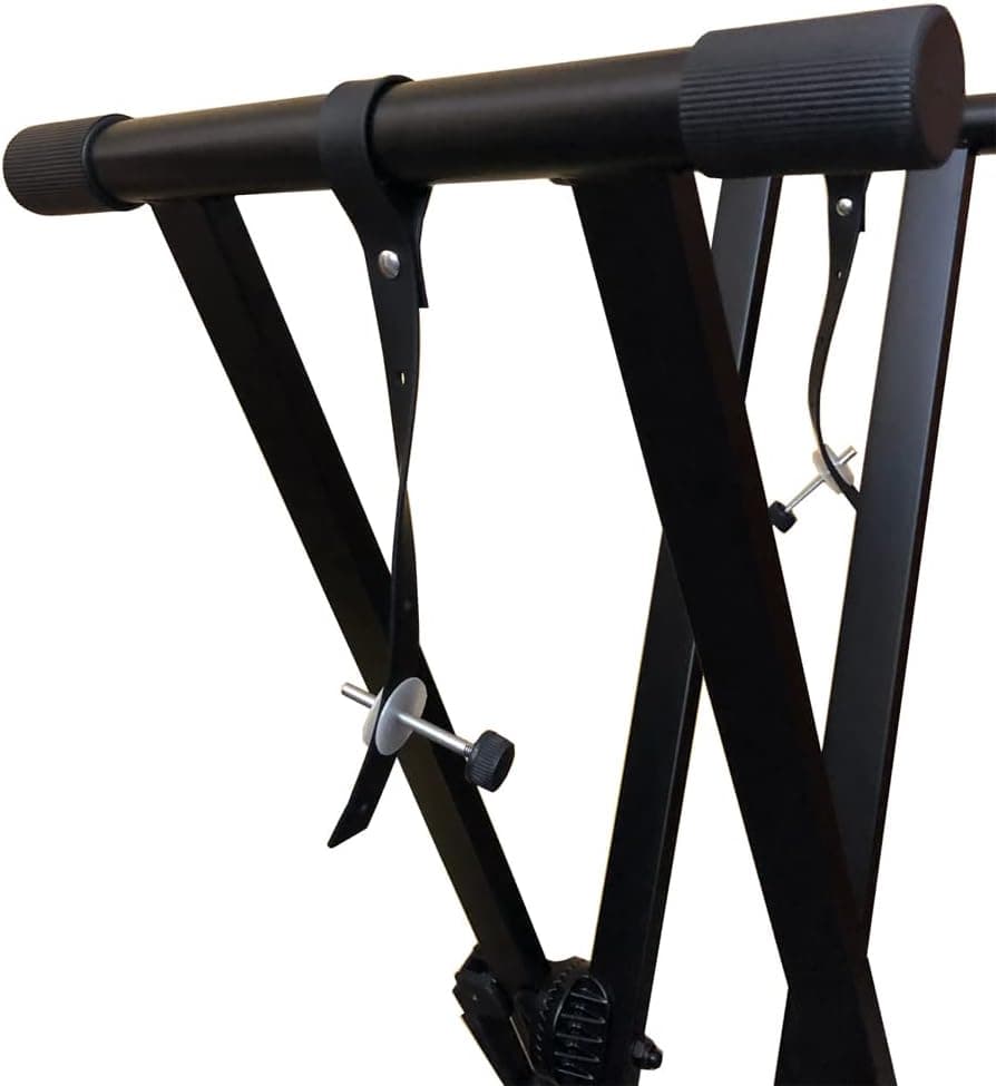 RockJam Xfinity Heavy-Duty, Double-X, Pre-Assembled, Infinitely Adjustable Piano Keyboard Stand with Locking Straps Pre-Assembled Double Braced Keyboard Stand - Image 2