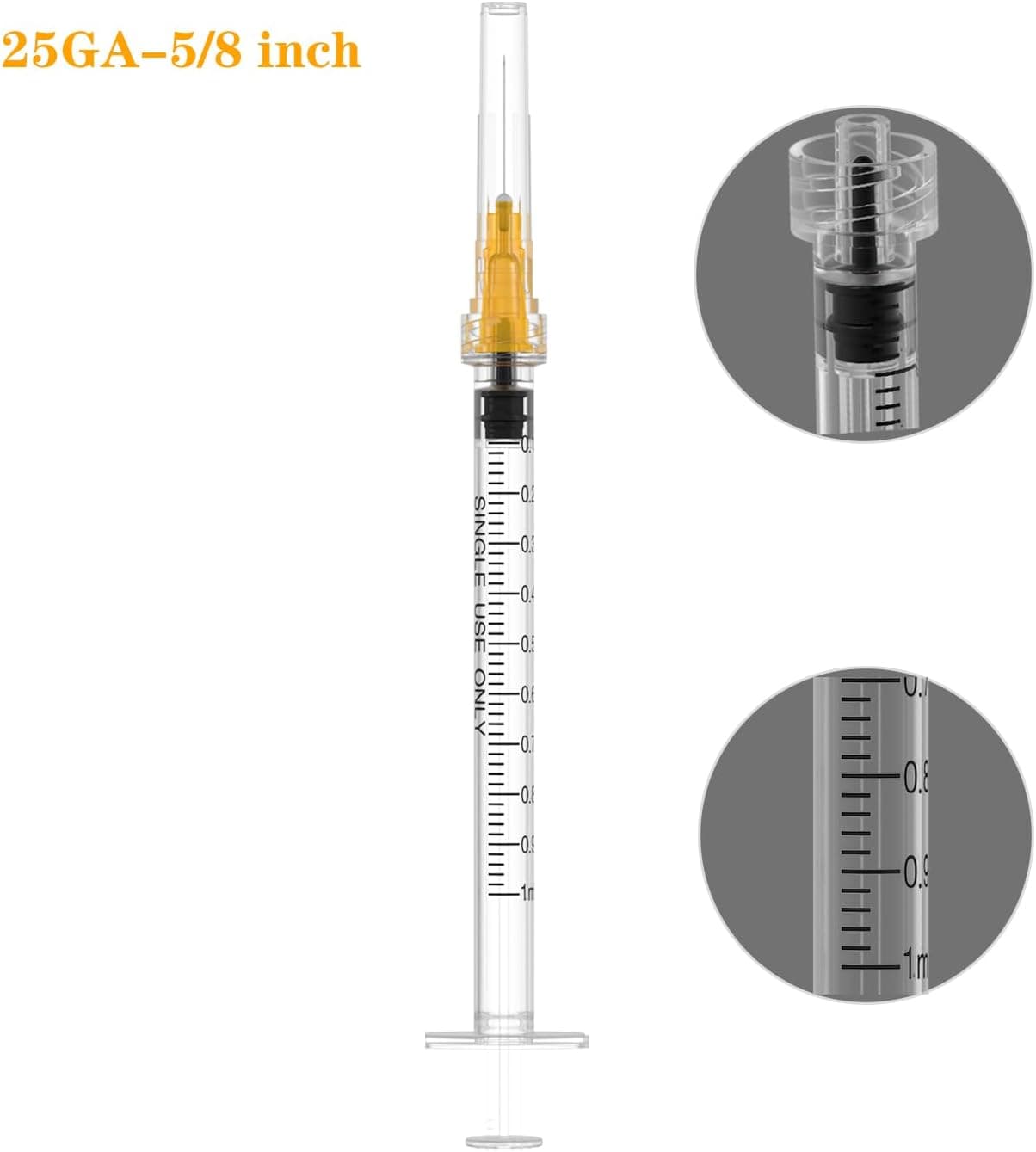 25 Gauge 5/8 inch Needle with Syringe 30Pack ,1ml Luer Lock Disposable Syringes with Needle ,Individually Wrapped 1ml-25g-5/8in 30 - Image 4