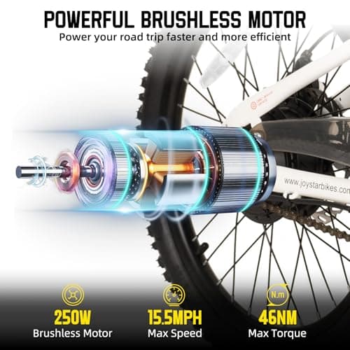 JOYSTAR 20 Inch Electric Bike for Kids Teens 7+ with 250W Brushless Motor, 15 Miles 15MPH Electric Mountain Bicycle with Removable Battery, Safe Mini Ebikes with Dual Disc Brakes, White - Image 2