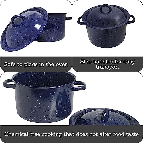 IMUSA C20666-1063310W 6-Quart Blue Speckled Enamel Stock Pot with Lid - Image 2