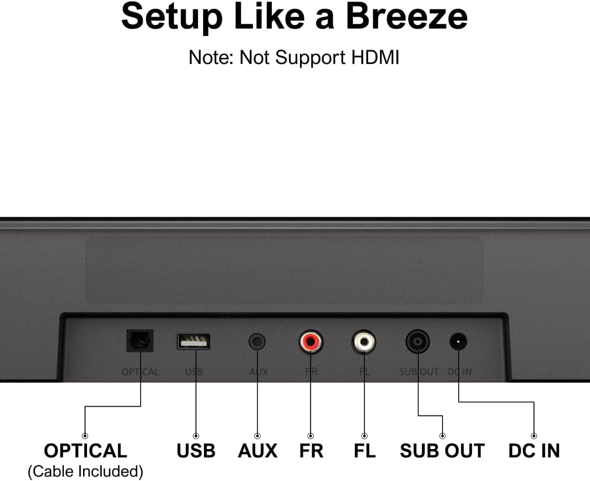 ULTIMEA 7.1ch Sound Bar with Subwoofer, Virtual Surround Sound System for TV, Sound Bar for Smart TV with 4 Surround Speakers, Peak Power 330W, TV Soundbar with App Control, Opt/AUX/BT, Aura A40 U2601 - Image 10