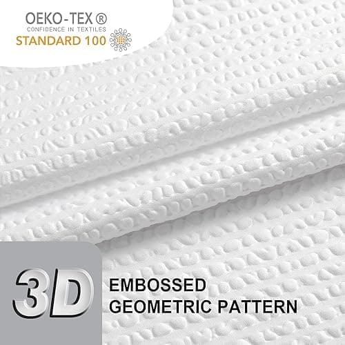 OVZME Berry White Shower Curtain, Embossed Textured Fabric Shower Curtain for Bathroom - Soft Cloth & Hotel Spa Luxury, Water Repellent, Machine Washable Shower Curtain, 72X72, White - Image 3
