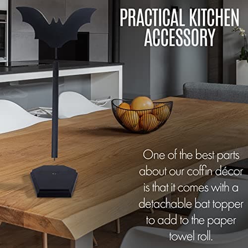 CEFLITECO Bat Paper Towel Holder - Halloween Decor for Kitchen and Bathroom - Gothic Home Decor for Oddities and Curiosities - Goth Accessories for Countertop Stand - Witchy Gifts for Women - Image 5