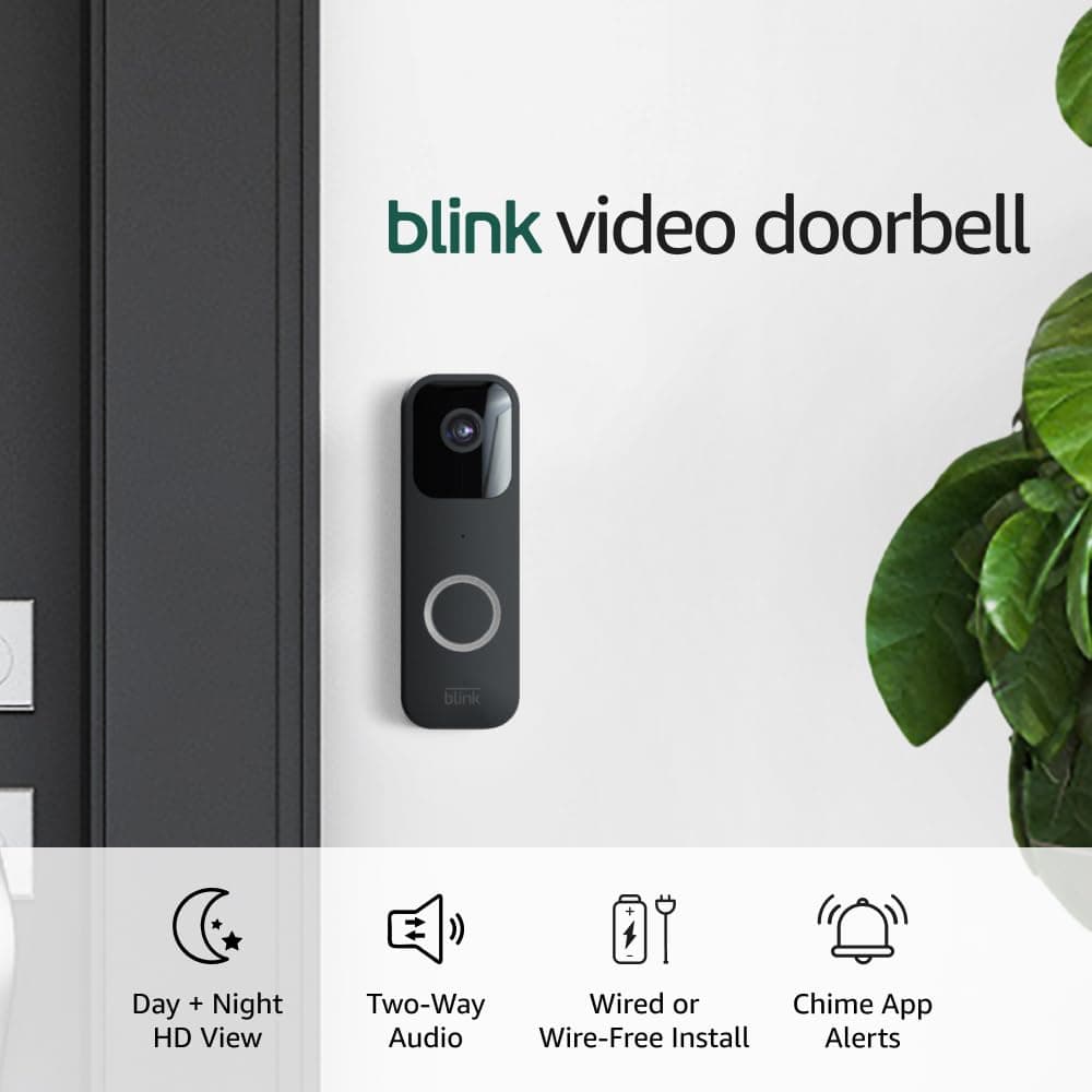 Blink Video Doorbell — Two-way audio, HD video, long-lasting battery life, wired or wire-free install, motion detection, chime app alerts, Works with Alexa (Black) - Image 2