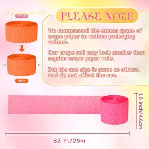 Amazon.com: NICROHOME EUR Retro Orange Pink Summer Party Crepe Paper Streamers 5 Rolls | Hanging Garland Streamers for Sunset Party, Birthday Wedding Baby Shower Fall Thanksgiving Backdrop Decor, 1.8 x 82 Ft/Roll : Home & Kitchen - Image 6