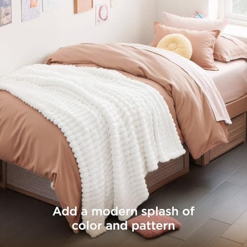 Bedsure GentleSoft White Throw Blanket for Couch - Cozy Blanket for Women, Cute Fleece Throws for Girls Sofa Couch Cover, Birthday Gifts for Women, Room Fall Halloween Decor, Off White, 50x60 Inches - Image 8