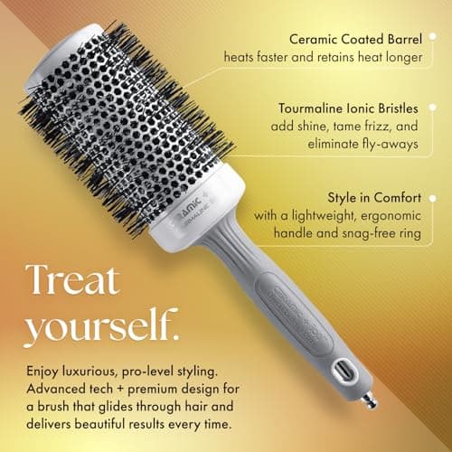 Amazon.com: Olivia Garden Ceramic + Ion Round Thermal Hair Brush - Not Electrical - Professional Blowout Brush for Normal to Thick Hair - 1" to 2 1/8 Diameter Barrel - White and Grey - CI-25,CI-35, CI-45, CI-55 : Beauty & Personal Care - Image 6
