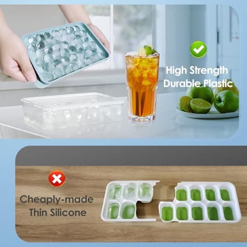 WIBIMEN Ice Cube Tray with Lid and Bin - Round Ice Trays for Freezer with Lid - Ice Cube Trays for Freezer with Ice Container (0.8"-2PACK Blue) - Image 7