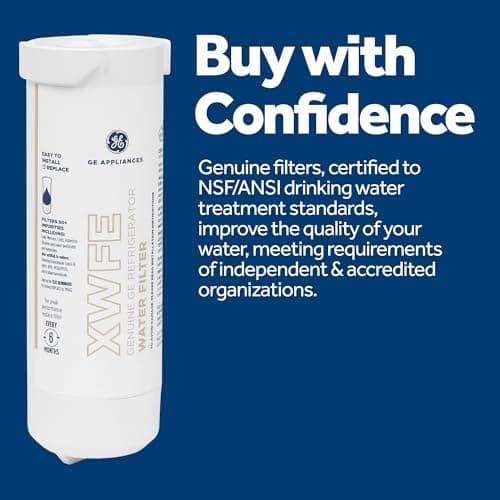 GE XWFE Refrigerator Water Filter, Genuine Replacement Filter, Certified to Reduce Lead, Sulfur, and 50+ Other Impurities, Replace Every 6 Months for Best Results, Pack of 1 - Image 4