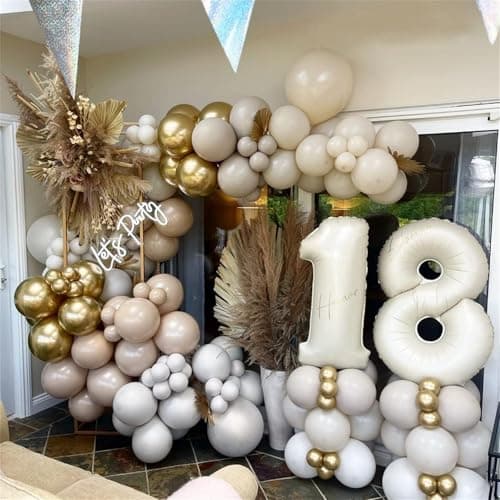 40 Inch Beige Number 1 Balloon for 1st Birthday Decoration, Large Self Inflating Cream Foil Number Balloons 0-9 for Boys Girls, White Sand 1 Helium Balloons for Women Men Party Anniversary Supplies - Image 3