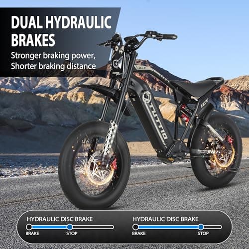 Tuttio Electric-Dirt-Bike for Adults-Teens, ICT Peak 4000W-43MPH-60V-25AH Electric Motorcycle 20" Fat-Tire-Electric-Bike for Mountain Snow Off-Road Fit Age 16+ - Image 5