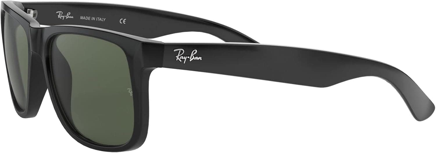 Ray-Ban RB4165 Justin Rectangular Sunglasses Black/Dark Green 55 mm - Image 4