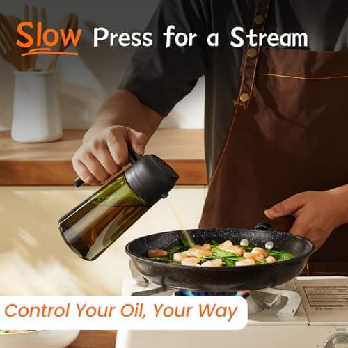 TrendPlain - Original 16oz/470ml Olive Oil Dispenser Bottle for Kitchen Gadgets and Air Fryer Accessories - Olive Oil Sprayer for Cooking w/Stickers - Black - Image 5