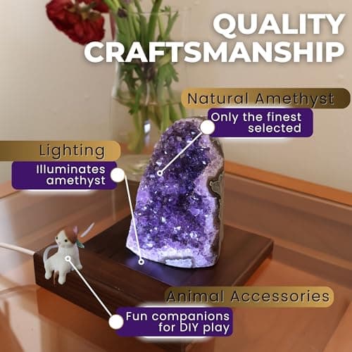 HoHpHq Natural Amethyst Calming Lamp and Healing Crystal Sleep Night Light, Real Purple Crystal Rock Lamp, Quartz Stones for Home Décor,Chakra,Meditation,Unique Gift (Medium-Light Purple-Shine Peak) - Image 5