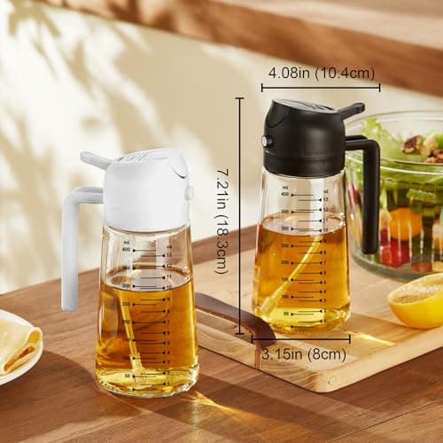 TrendPlain 16oz/470ml Glass Olive Oil Sprayer for Cooking – 2 in 1 Olive Oil Dispenser Bottle for Kitchen Gadgets and Air Fryer Accessories, Salad, BBQ - Black - Image 5