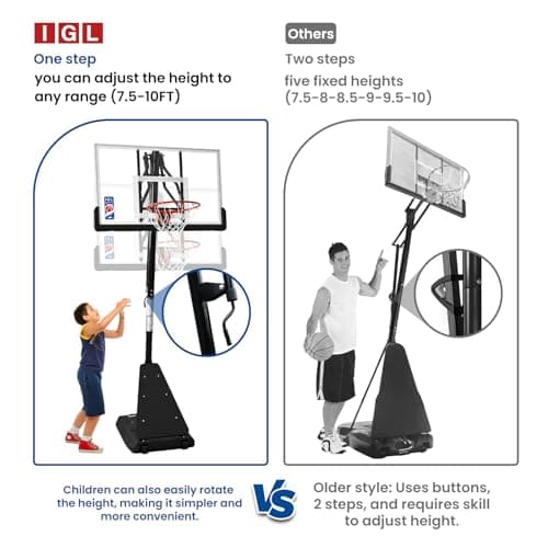 IGL Basketball Hoop Outdoor with 52 Inch Shatterproof Backboard, 10FT Height Portable Basketball Hoop Outdoor, Adjustable Basketball Goal System (Black) - Image 5