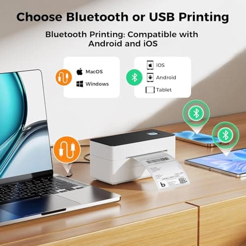 SVANTTO Bluetooth Thermal Shipping Label Printer 4x6, Compatible with Windows/Mac/Android/iOS, High-Speed 4x6 Label Printer for USPS, UPS, Ebay, Etsy, Shopify, Poshmark, Inkless Printing - Image 2